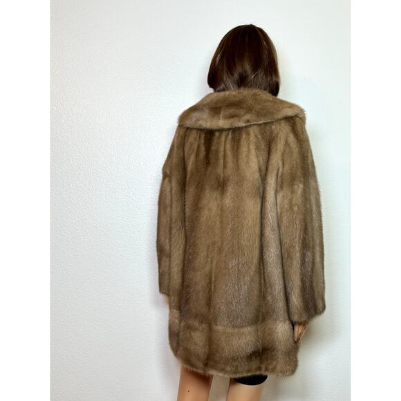 VINTAGE Lepp & Company Women's Size L Golden Brown Mink Stroller Coat - Picture 6 of 12